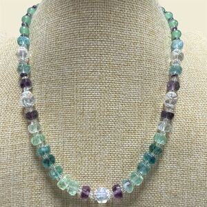 Handmade Faceted Fluorite and Aventurine Beaded Necklace